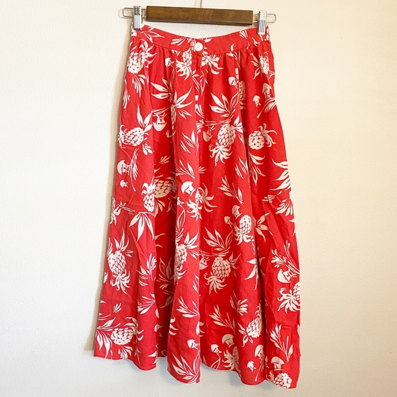 Vintage Dresses & Skirts - Vintage Red and White Pineapple A-Line Ski…